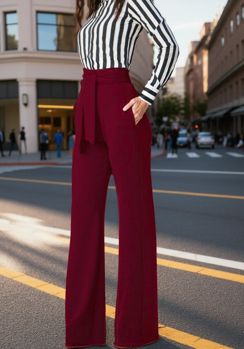 LKOUS Women's Stretchy High Waisted Straight Leg Dress Pants Office Daily Business Casual Bottoms - Image 4